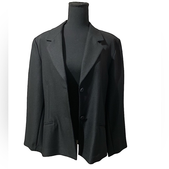 Vintage Black Blazer Alfred Dunner Two Button Oversized Long Blazer Size 18 - Picture 2 of 8